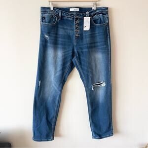 Kancan Klover Mid Rise Slim Straight Jeans Women’s size 3XL Button Fly Blue